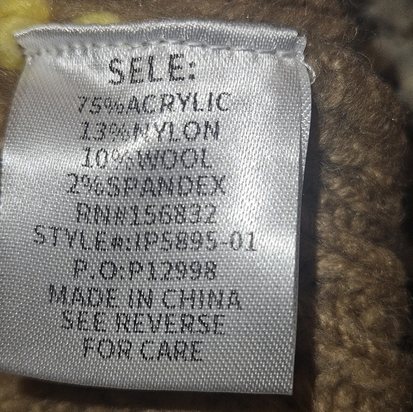 BIBI Sweater Women's Size Large Tan With Multi Color Chris Cross Yarn Stitching - Picture 4 of 9